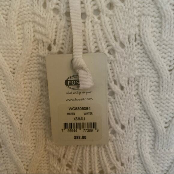 NWT Fossil Brand - Ivory Sweater Dress Cotton Angora w/ Lining - Size XS - Picture 9 of 14